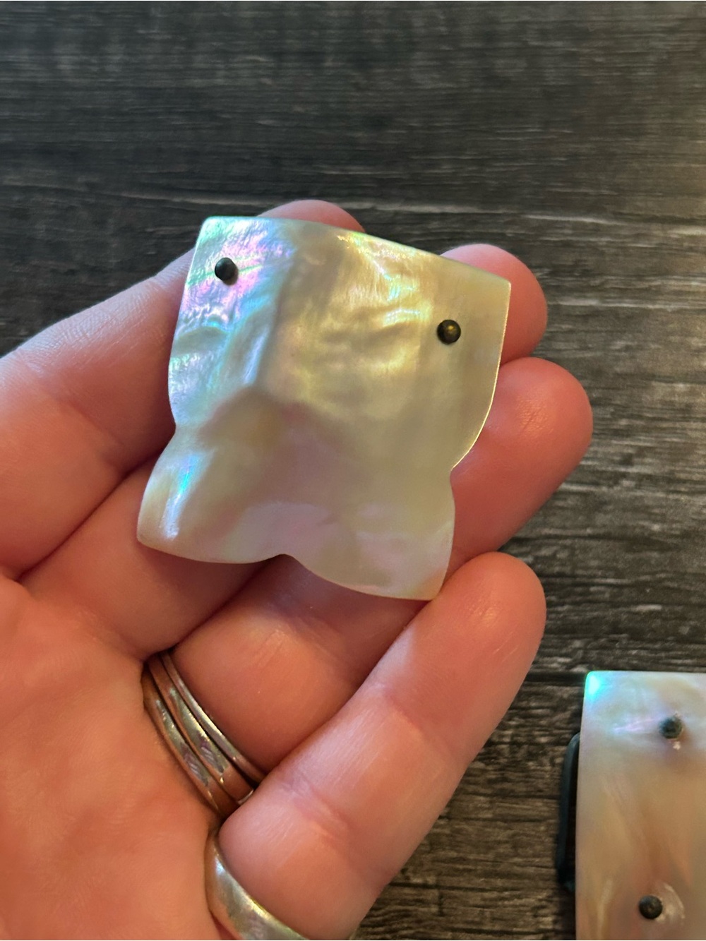 Mother of Pearl Iridescent Buckle and Shell Mix - White and Cream and Gold Tones - Picture 4 of 5